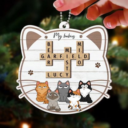 My Babies Cats Crossword Puzzle Art Personalized Wooden Ornament