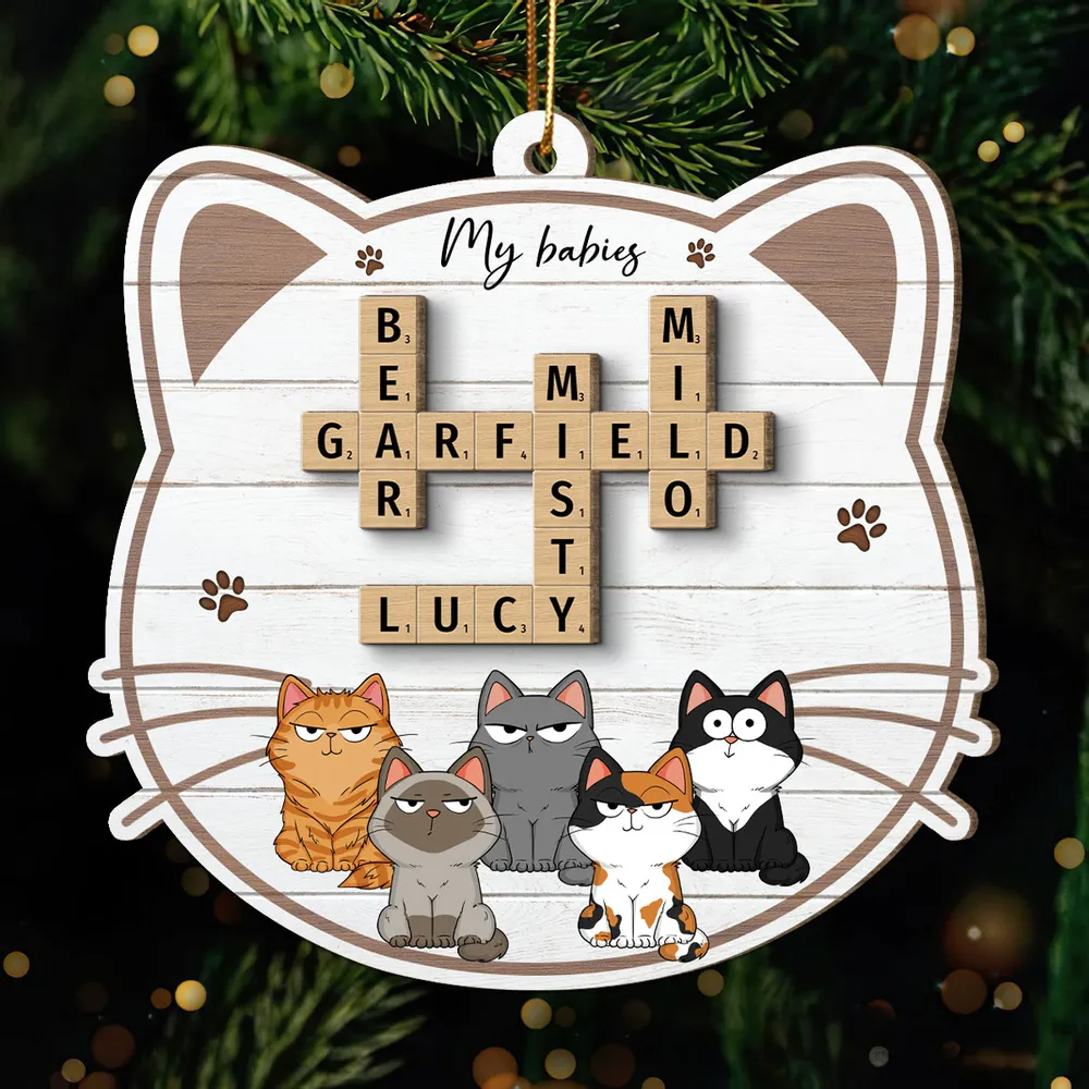 My Babies Cats Crossword Puzzle Art Personalized Wooden Ornament