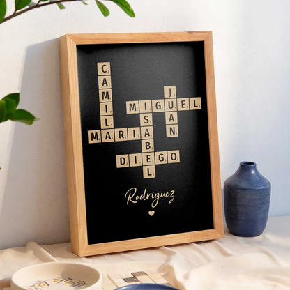 Family Crossword Art - Created in a Moment, Treasured Forever Personalized Poster