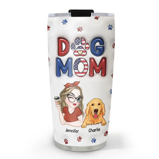 Lovely Dog Mom Version 3 - Personalized Custom 3D Inflated Effect Tumbler