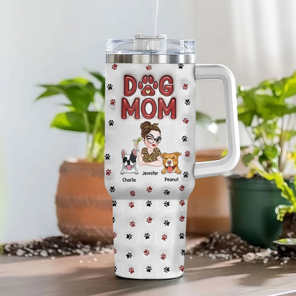 Lovely Dog Mom Ver 2 - Personalized Custom 3D Inflated Effect Tumbler