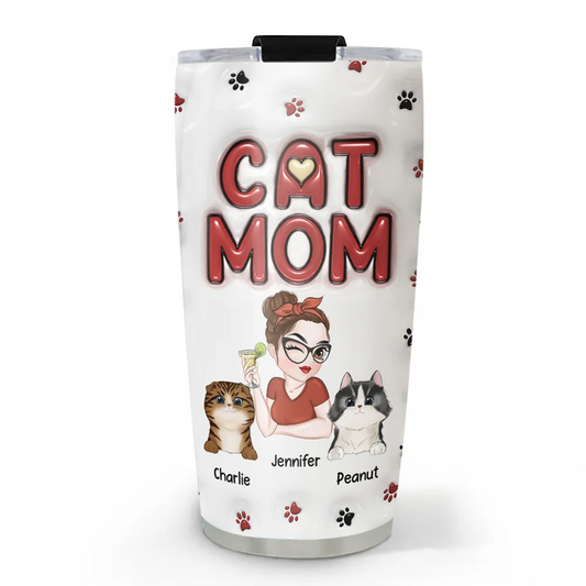 Lovely Cat Mom - Personalized Custom 3D Inflated Effect Tumbler