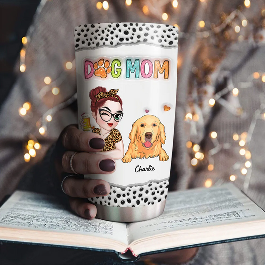 I Love Being A Dog Mom - Personalized Custom 3D Inflated Effect Tumbler