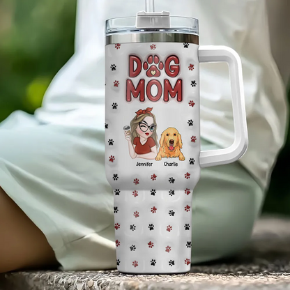 Lovely Dog Mom Ver 2 - Personalized Custom 3D Inflated Effect Tumbler