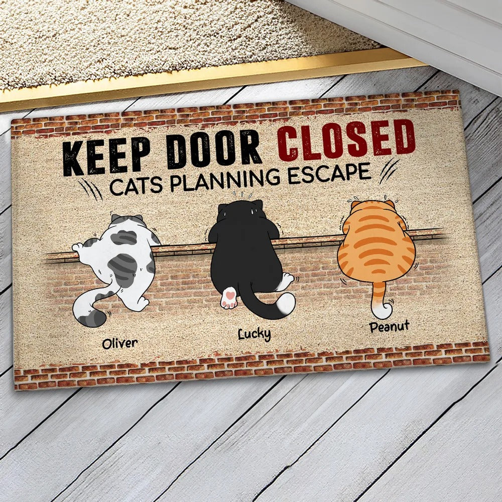 Cats Planning Escape Naughty Cat Brick Personalized Doormat