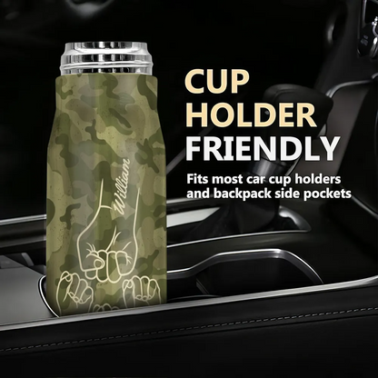 Best Dad Papa Grandpa Ever Fist Bump Outline Nation Flag Camouflage Pattern Gift For Husband Father Figures Personalized Bullet Tumbler