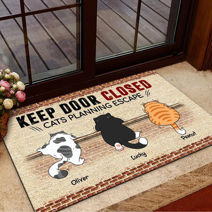 Cats Planning Escape Naughty Cat Brick Personalized Doormat