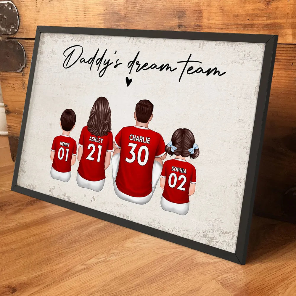 Mom's Team Soccer Football Family Sitting Personalized Poster – Special Gift for Mom, Grandma, Wife on Mother's Day