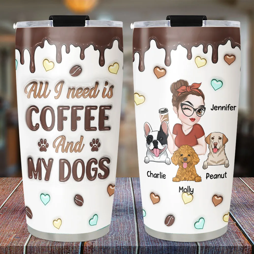 Coffee And Dog - Personalized Custom 3D Inflated Tumbler