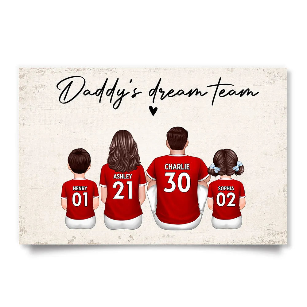 Mom's Team Soccer Football Family Sitting Personalized Poster – Special Gift for Mom, Grandma, Wife on Mother's Day