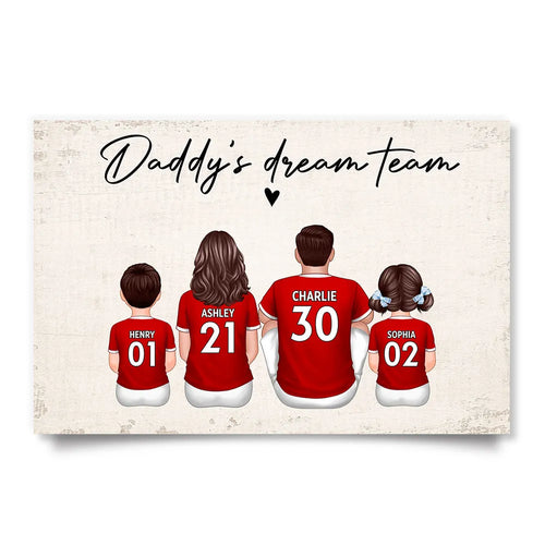 Mom's Team Soccer Football Family Sitting Personalized Poster – Special Gift for Mom, Grandma, Wife on Mother's Day