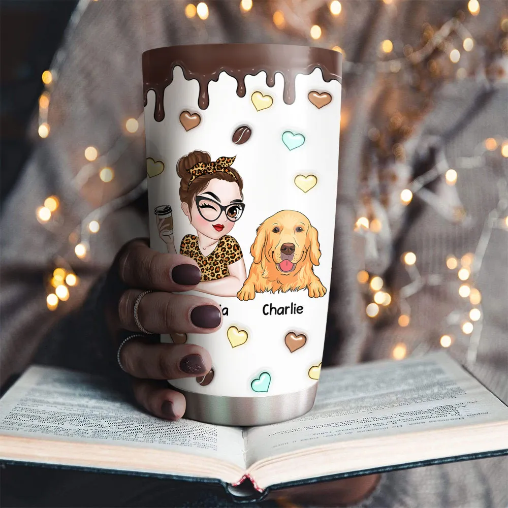 Coffee And Dog - Personalized Custom 3D Inflated Tumbler