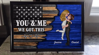 Hero Couple Nation Flag Gift by Occupation For Her, For Him Personalized Poster, Anniversary Gift for Couple