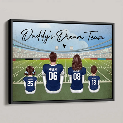American Football DAD GRANDPA Dream Team Personalized Poster, Coolest Gift For Dad, For Grandpa, For Husband