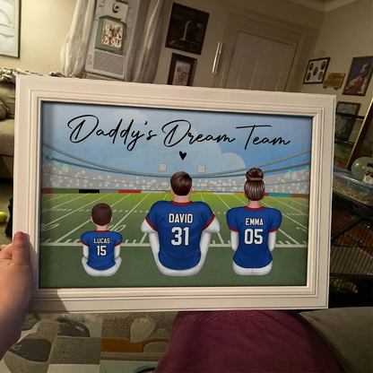 American Football DAD GRANDPA Dream Team Personalized Poster, Coolest Gift For Dad, For Grandpa, For Husband