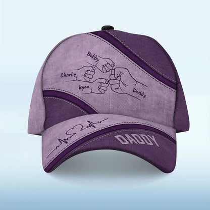 Daddy's Team Fist Bump Personalized Classic Cap, Anniversary Gift For Dad, For Grandpa, For Husband