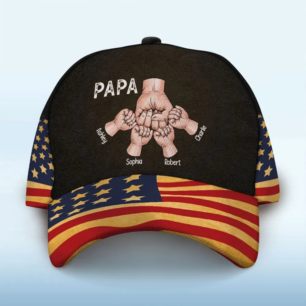 Grandpa Fist Bump Nation Flag Personalized Classic Cap