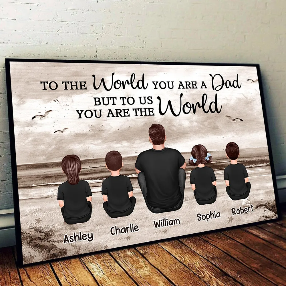 Dad And Sons Daughters Retro Vintage Beach - Personalized Poster