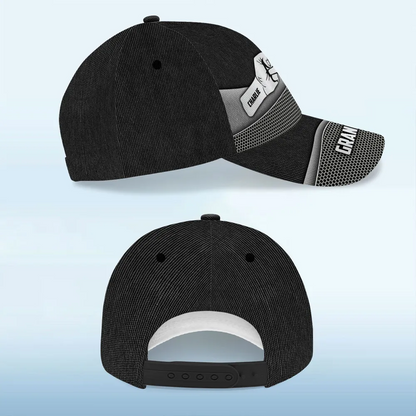 Grandpa Fist Bump Metal Printed Personalized Classic Cap, Father's Day Gift For Grandpa, Gift For Dad