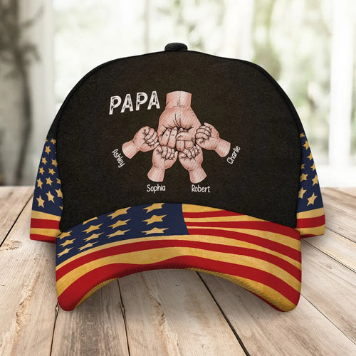 Grandpa Fist Bump Nation Flag Personalized Classic Cap