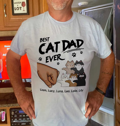 Certified Best Cat Dad Personalized Shirt, Funny Father's Day Gift For Cat Dad, Husband, Boyfriend
