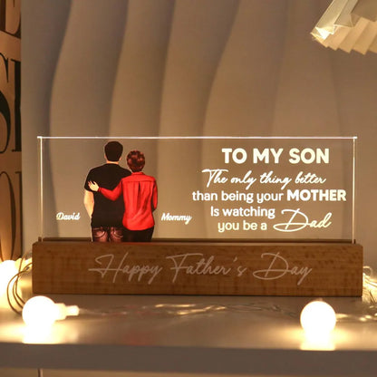 From Mom To Son Personalized LED Night Light, Heartfelt Gift For Son
