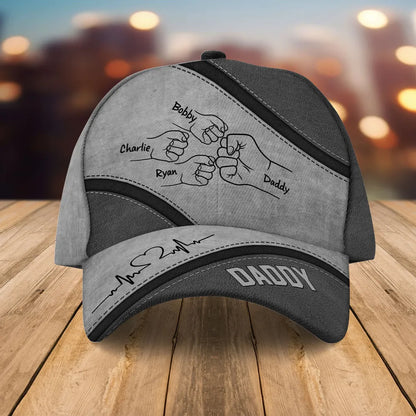 Daddy's Team Fist Bump Personalized Classic Cap, Anniversary Gift For Dad, For Grandpa, For Husband