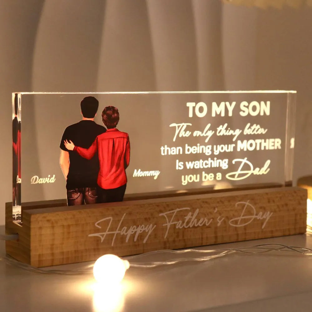 From Mom To Son Personalized LED Night Light, Heartfelt Gift For Son