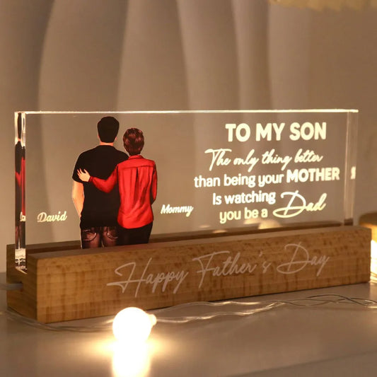 From Mom To Son Personalized LED Night Light, Heartfelt Gift For Son
