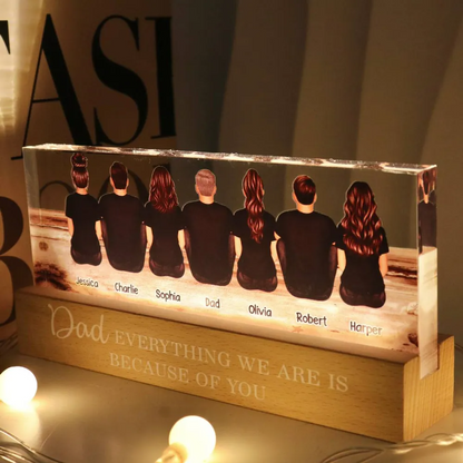 Dad And Sons Daughters Retro Vintage Beach Personalized LED Night Light, Heartfelt Gift For Dad, Husband