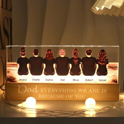 Dad And Sons Daughters Retro Vintage Beach Personalized LED Night Light, Heartfelt Gift For Dad, Husband