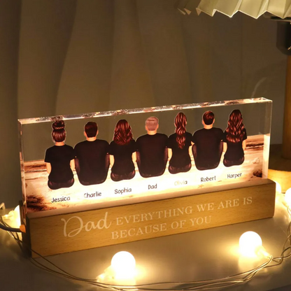 Dad And Sons Daughters Retro Vintage Beach Personalized LED Night Light, Heartfelt Gift For Dad, Husband