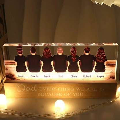 Dad And Sons Daughters Retro Vintage Beach Personalized LED Night Light, Heartfelt Gift For Dad, Husband