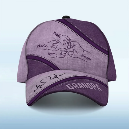Grandpa's Team Fist Bump Personalized Classic Cap, Anniversary Gift For Grandpa, For Husband