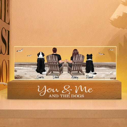 Couple You Me And The Dogs Cats Retro Vintage Personalized LED Night Light, Perfect Anniversary Gift For Dog Lovers, Gift For Cat Lovers