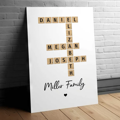 Family Crossword Art - Personalized Poster