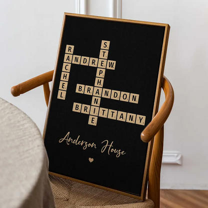 Family Crossword Art - Personalized Poster