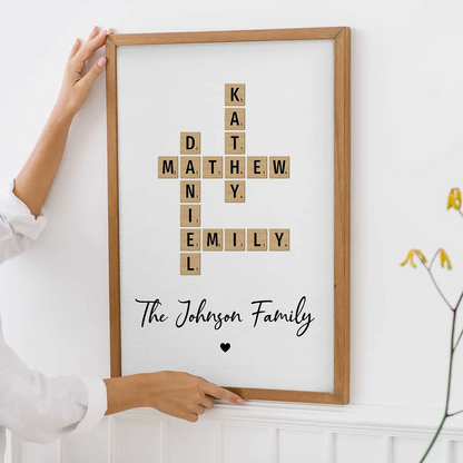 Family Crossword Art - Personalized Poster