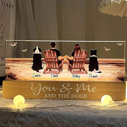 Couple You Me And The Dogs Cats Retro Vintage Personalized LED Night Light, Perfect Anniversary Gift For Dog Lovers, Gift For Cat Lovers