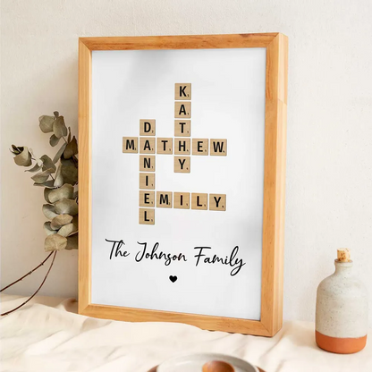 Family Crossword Art - Personalized Poster