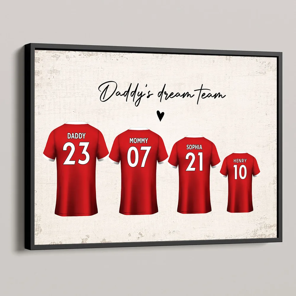 Daddy's Team Soccer Shirt Personalized Poster, Father's Day Gift For Dad, For Grandpa, For Husband