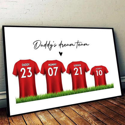 Daddy's Team Soccer Shirt Personalized Poster, Father's Day Gift For Dad, For Grandpa, For Husband