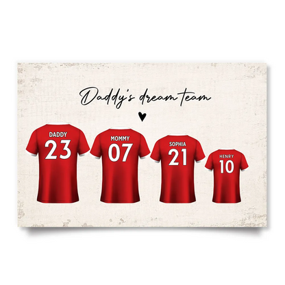 Daddy's Team Soccer Shirt Personalized Poster, Father's Day Gift For Dad, For Grandpa, For Husband