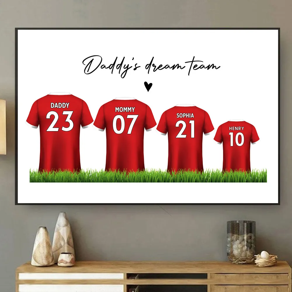 Daddy's Team Soccer Shirt Personalized Poster, Father's Day Gift For Dad, For Grandpa, For Husband