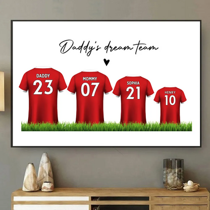 Daddy's Team Soccer Shirt Personalized Poster, Father's Day Gift For Dad, For Grandpa, For Husband