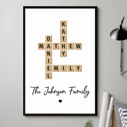 Family Crossword Art - Personalized Poster