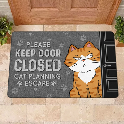 Cats Planning Escape Funny Personalized Doormat