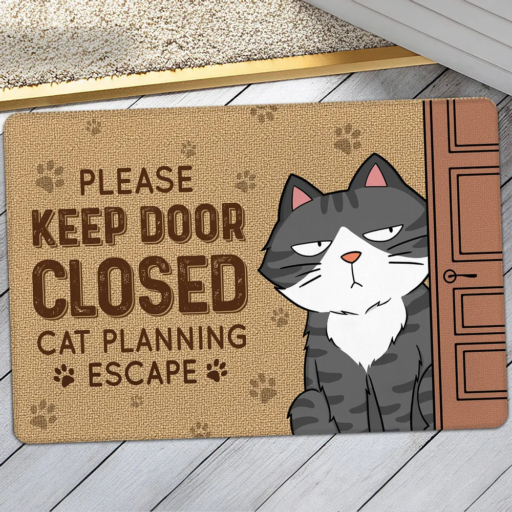Cats Planning Escape Funny Personalized Doormat