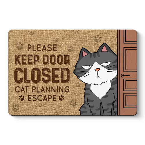 Cats Planning Escape Funny Personalized Doormat