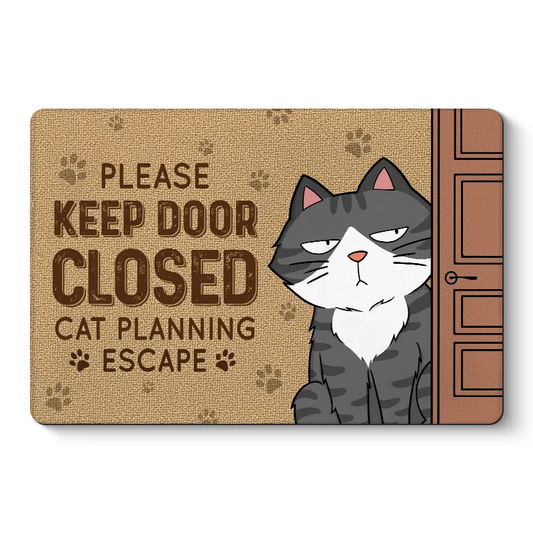 Cats Planning Escape Funny Personalized Doormat